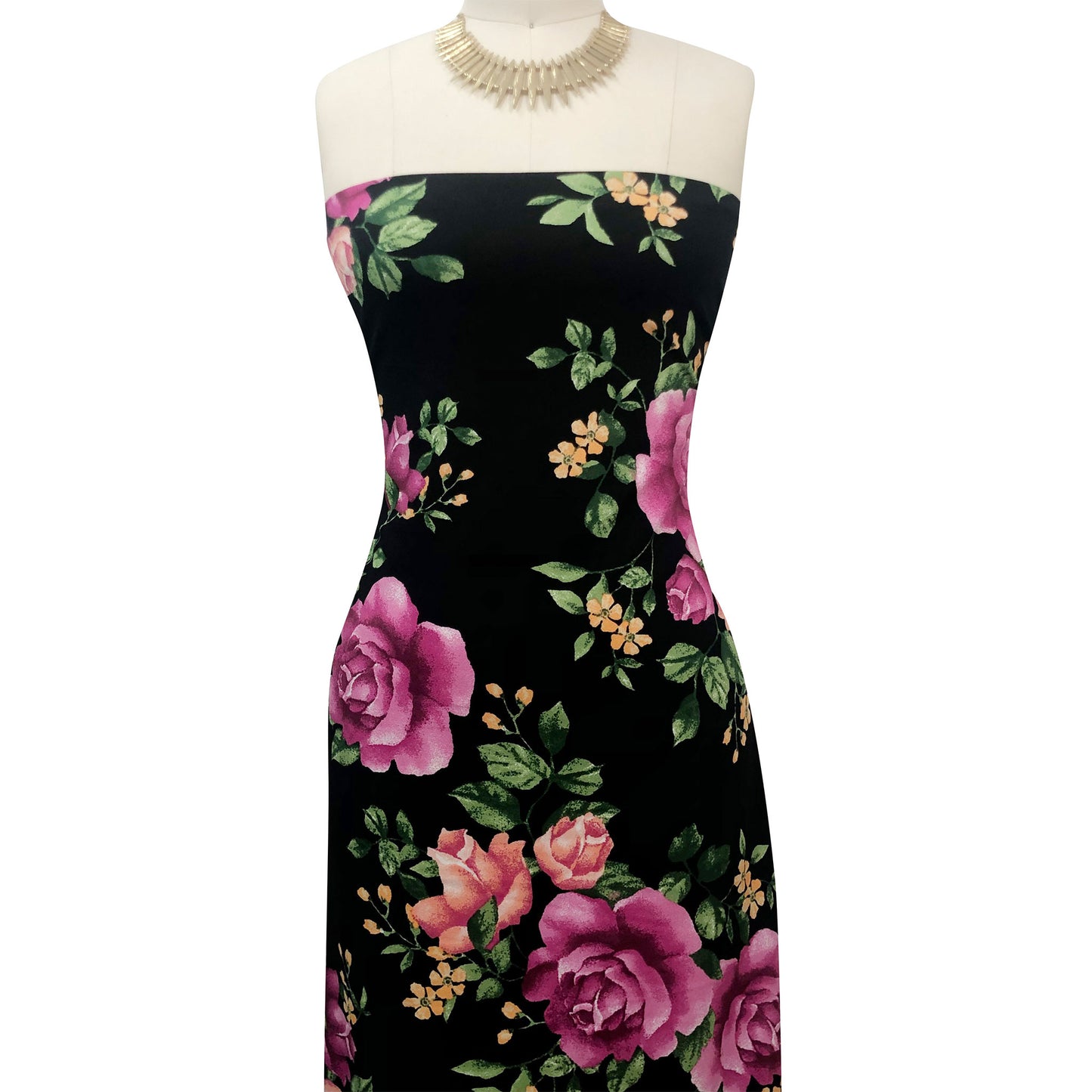 P-3478-702-BLACK-MAGENTA - PRINTED SCUBA CREPE 97% POLY 3% SPANDEX