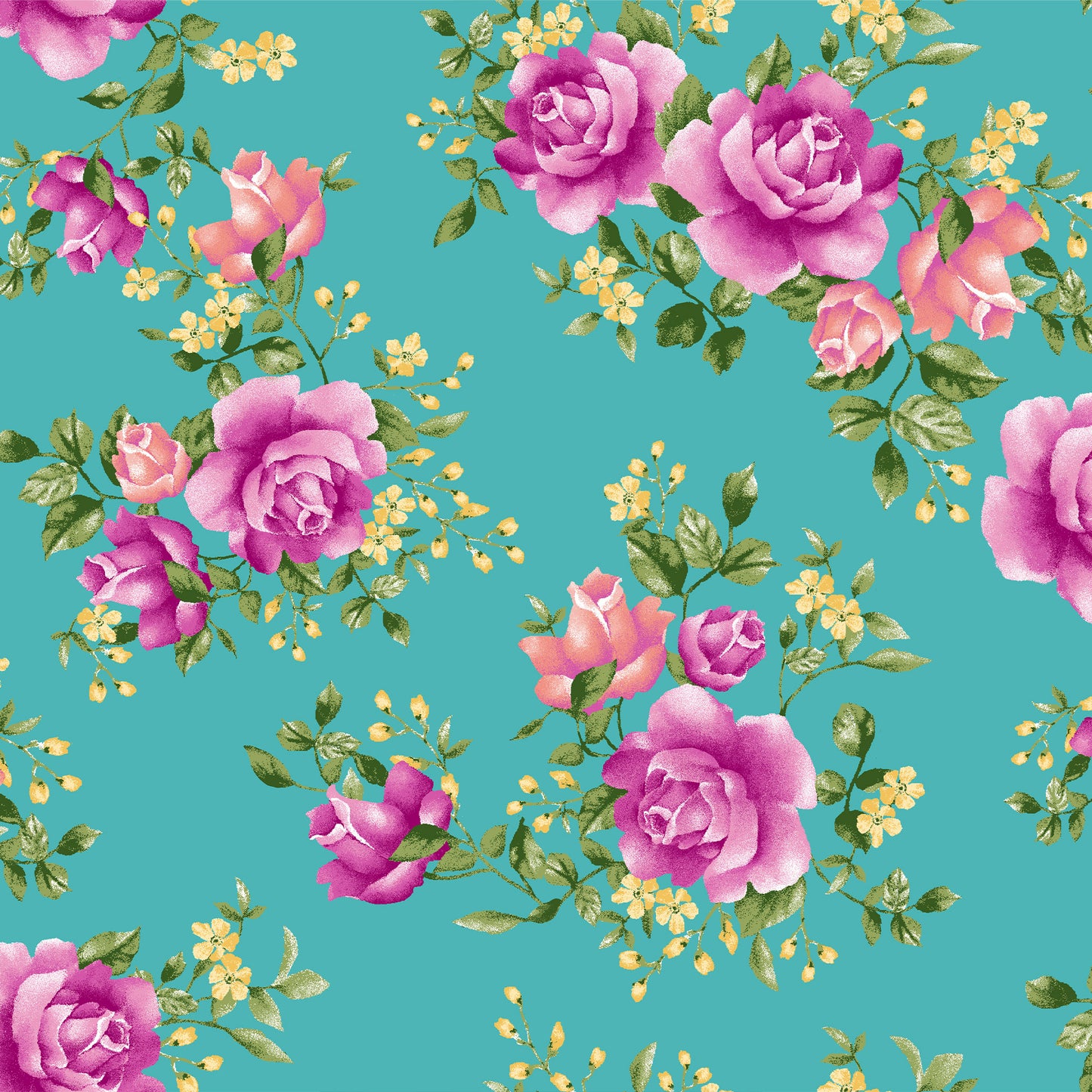 P-3478-702-TURQUOISE-FUCHSIA - PRINTED SCUBA CREPE 97% POLY 3% SPANDEX