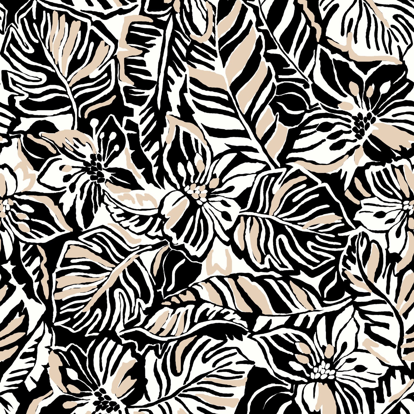 P-3492-800-BLACK-TAN - PRINTED VENEZIA 92% POLY 8% SPANDEX