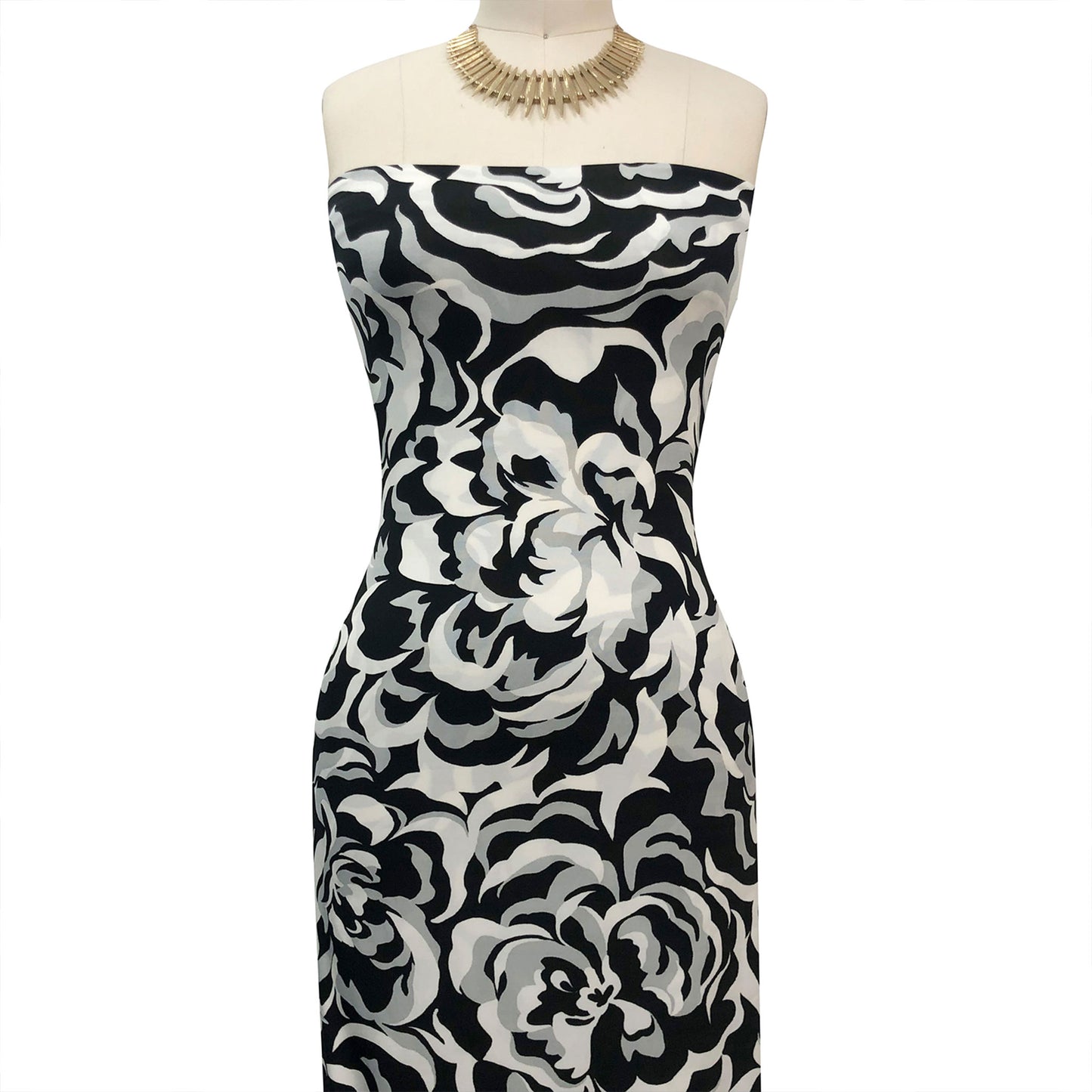 P-3495-800-BLACK-SILVER - PRINTED VENEZIA 92% POLY 8% SPANDEX
