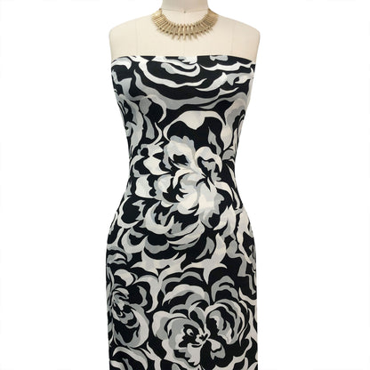 P-3495-800-BLACK-SILVER - PRINTED VENEZIA 92% POLY 8% SPANDEX