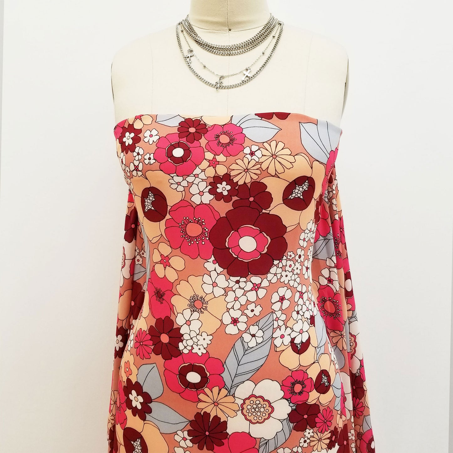 P-39-504-DK-PEACH-DEEP-PINK - PRINTED WOOL DOBBY 100% POLYESTER