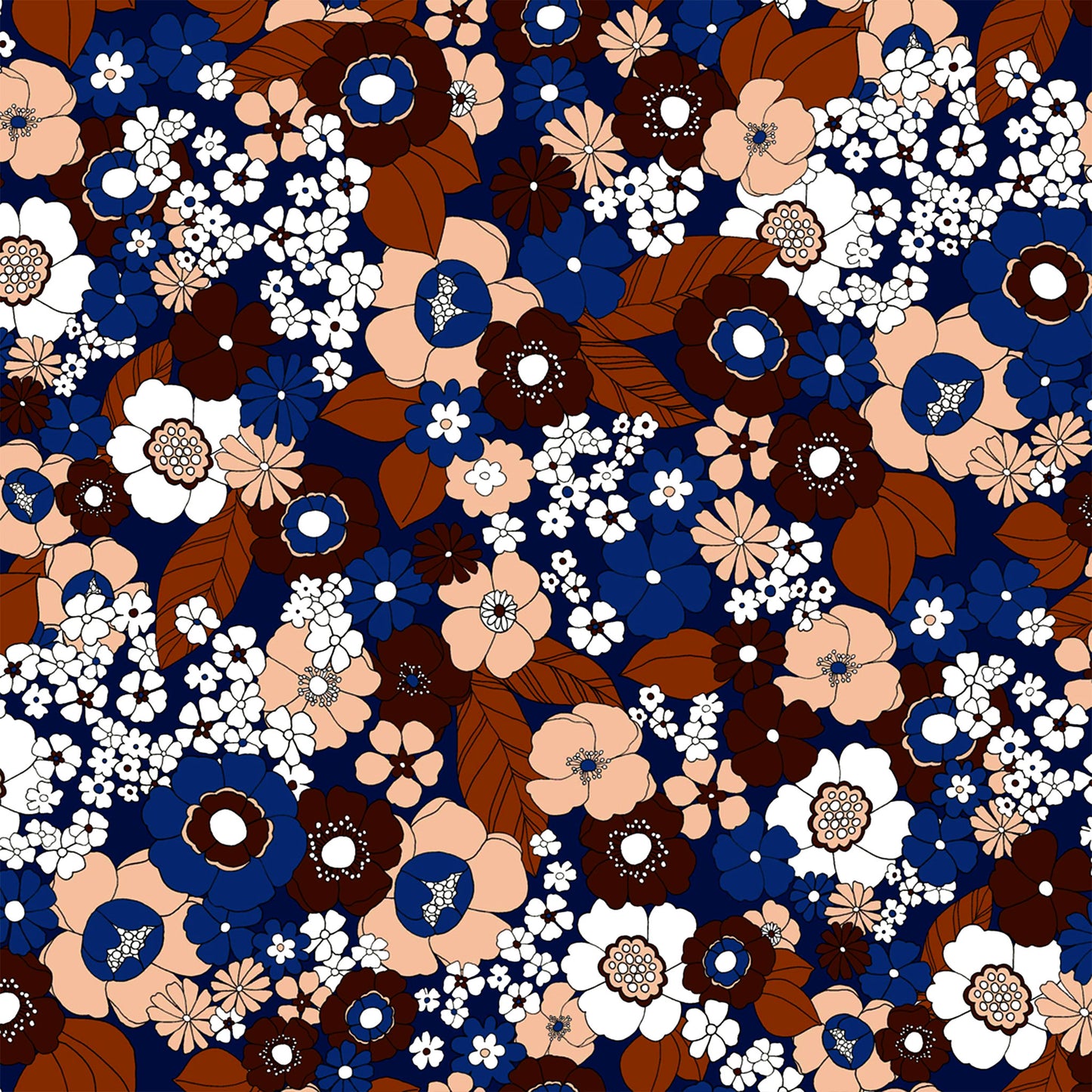 P-39-504-NAVY-BROWN - PRINTED WOOL DOBBY 100% POLYESTER