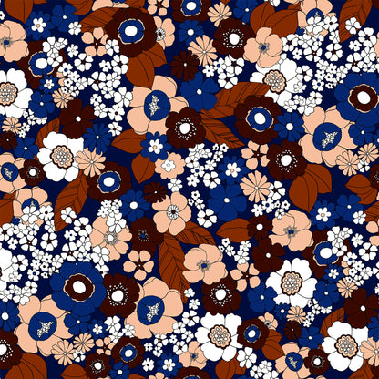 P-39-504-NAVY-BROWN - PRINTED WOOL DOBBY 100% POLYESTER