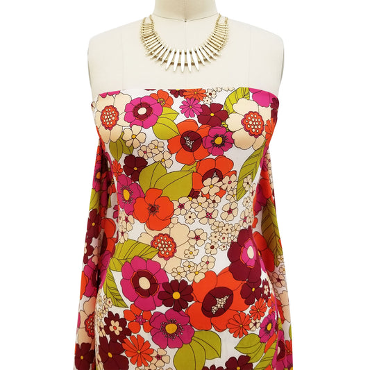 P-39-504-OFFWHITE-TANGERINE - PRINTED WOOL DOBBY 100% POLYESTER