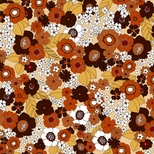 P-39-734-TAUPE-ORANGE - PRINT WOOL PEACH 100% POLYESTER