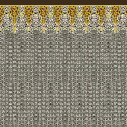 P-390-586-ARMY-GREEN-MUSTARD - DOUBLE BORDER. CREPE CHIFFON 97% POLY 3% SPANDEX