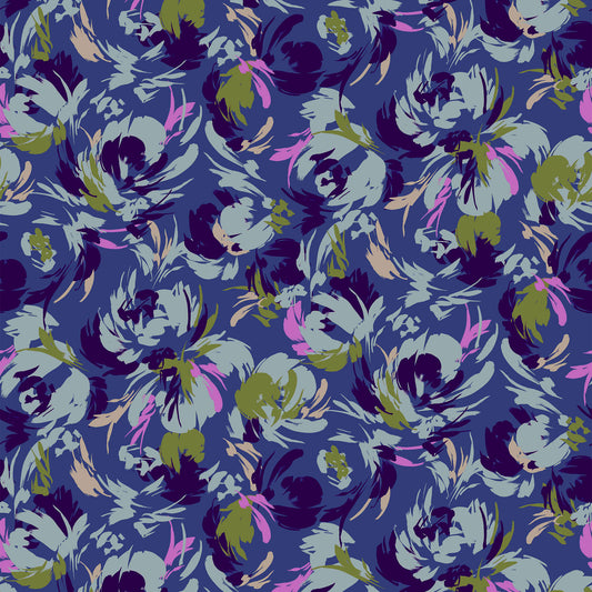 P-40-504-MIDNIGHT-SILVER - PRINTED WOOL DOBBY 100% POLYESTER