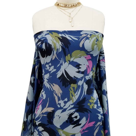 P-40-504-MIDNIGHT-SILVER - PRINTED WOOL DOBBY 100% POLYESTER