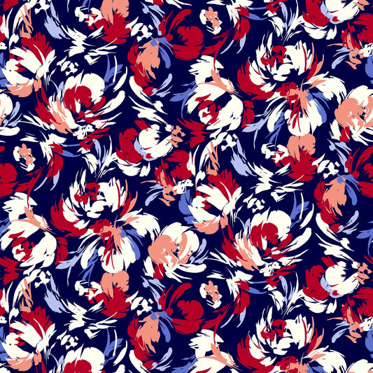 P-40-504-NAVY-RED - PRINTED WOOL DOBBY 100% POLYESTER