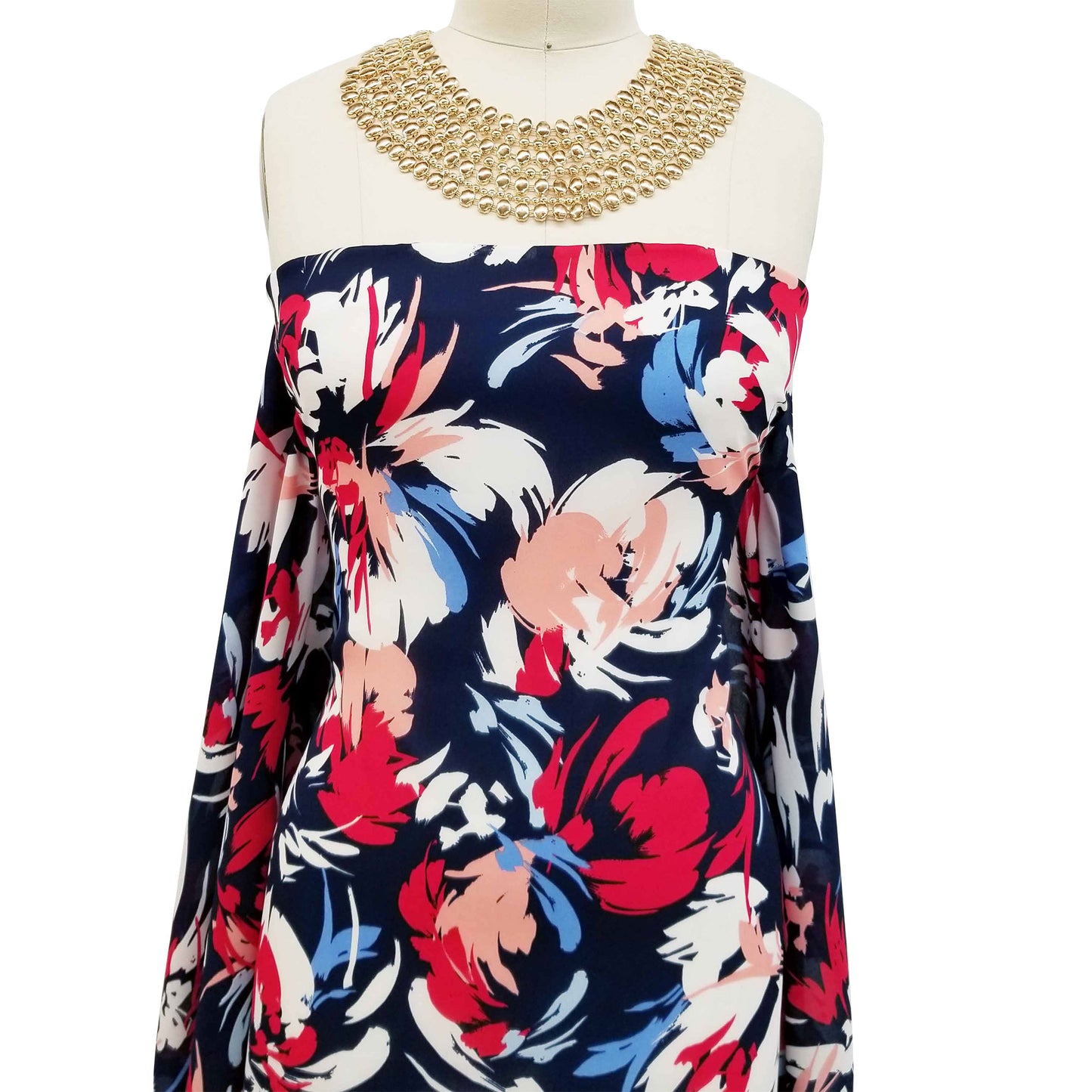 P-40-504-NAVY-RED - PRINTED WOOL DOBBY 100% POLYESTER