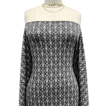 P-404-506-BLACK-GREY-PRINTED FRENCH TERRY 63%POLY  33%RAYON  4% SPANDEX