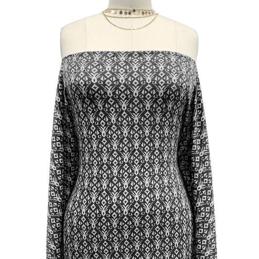 P-404-506-BLACK-GREY-PRINTED FRENCH TERRY 63%POLY  33%RAYON  4% SPANDEX