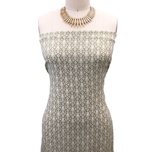 P-404-636-SAGE-OFF-WHITE PRINTED CREPON 100% RAYON CREPON