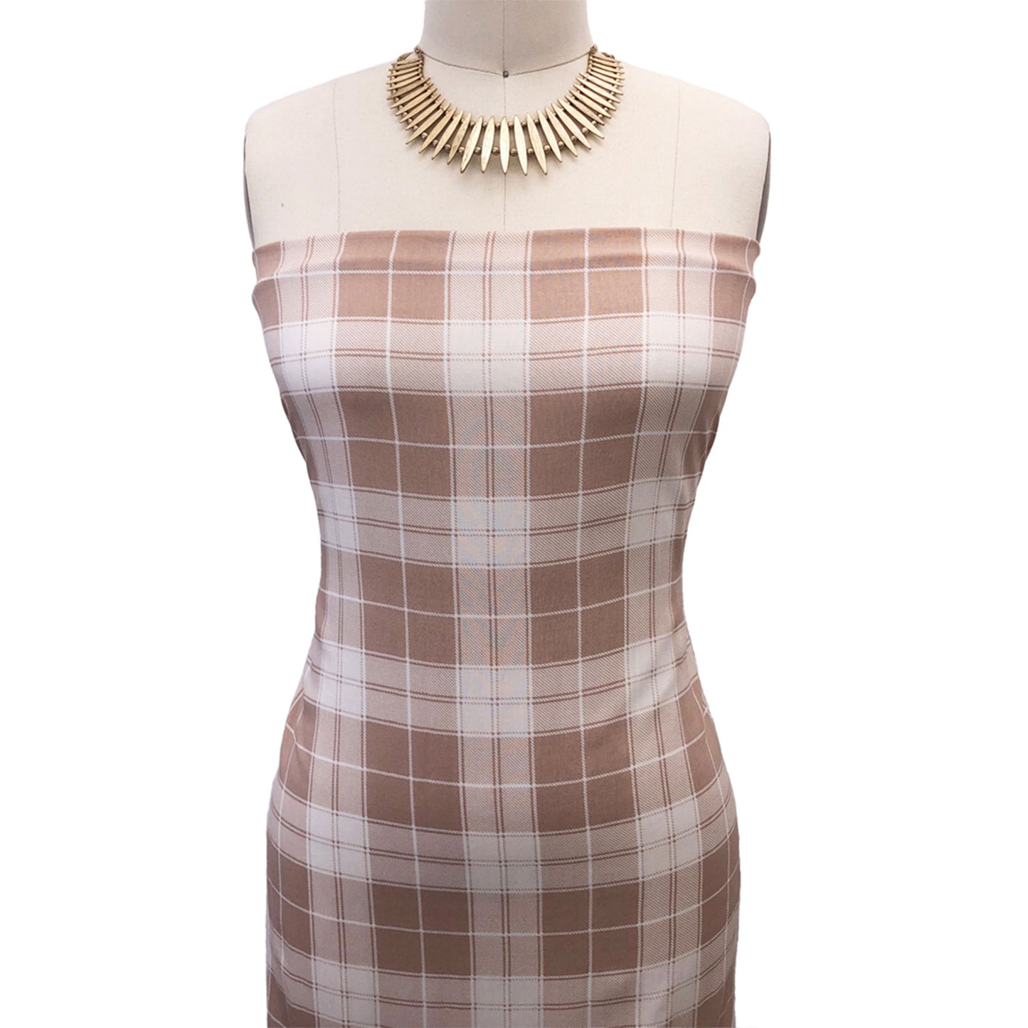 P-409-698-TAUPE-ECRU - PRINTED RAYON CHALLIS 100% RAYON CHALLIS