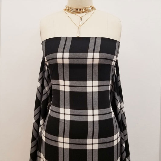 P-409-734-BLACK-OFFWHITE - PRINT WOOL PEACH 100% POLYESTER