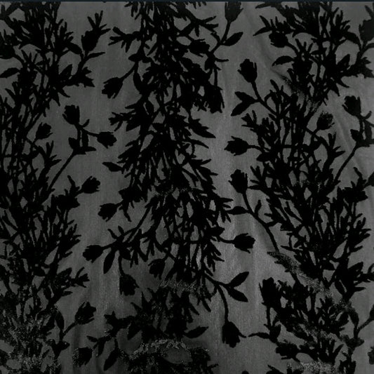 P-4169-VELVET-BLACK - PRINTED BURNT-OUT VELVET 68% POLY 24% NYLN 8% SPANDEX