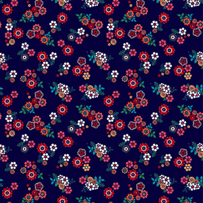 P-42-504-NAVY-RED - PRINTED WOOL DOBBY 100% POLYESTER