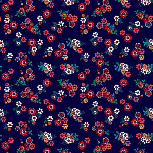 P-42-504-NAVY-RED - PRINTED WOOL DOBBY 100% POLYESTER