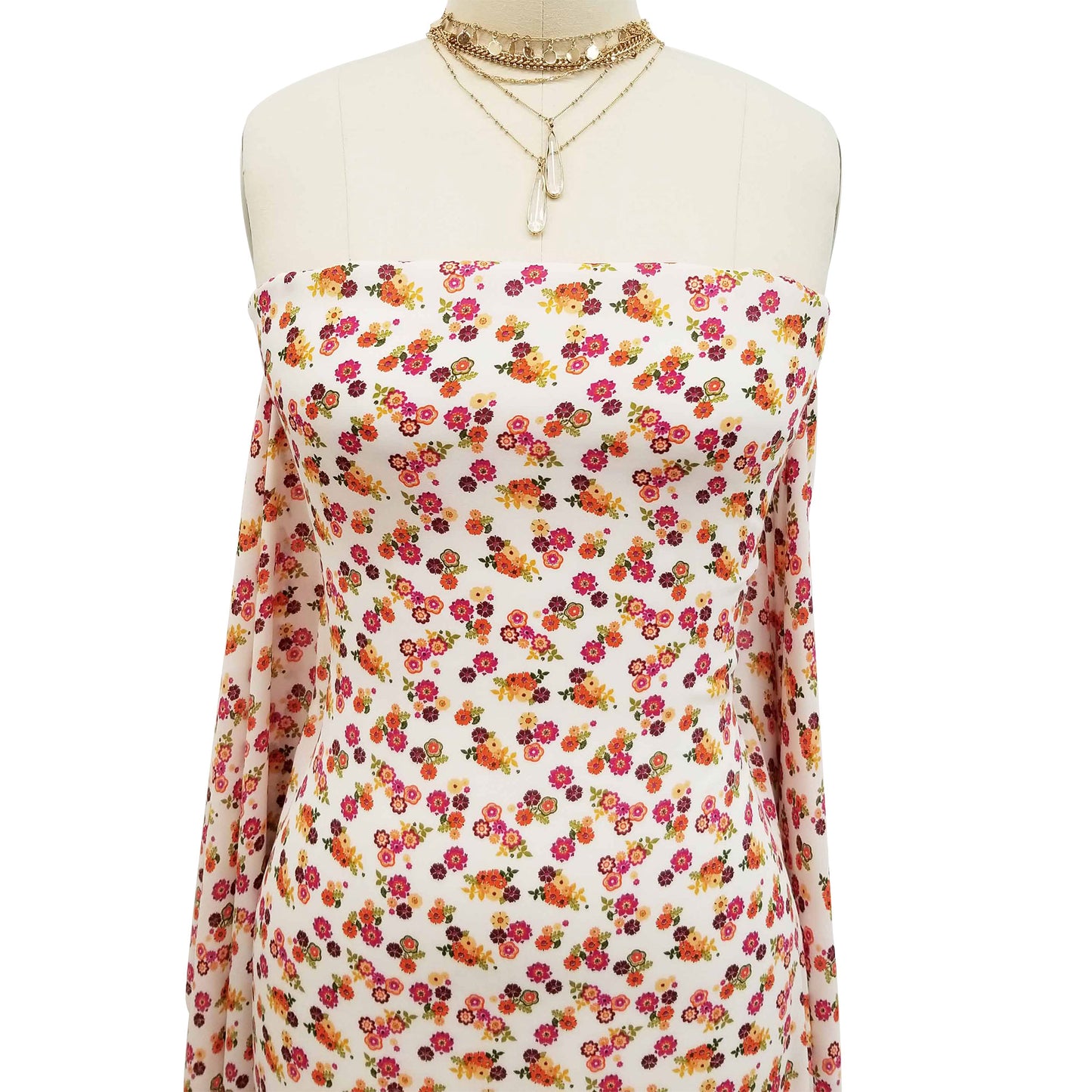 P-42-504-OFFWHITE-FUCHSIA - PRINTED WOOL DOBBY 100% POLYESTER