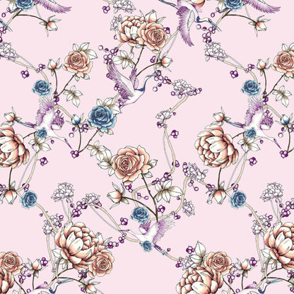 P-420-501-BABY-PINK-PEACH - PRINTED 100% POLYESTER HI MULTI CHIFFON WASH