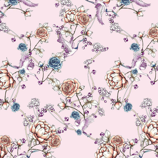 P-420-501-BABY-PINK-PEACH - PRINTED 100% POLYESTER HI MULTI CHIFFON WASH