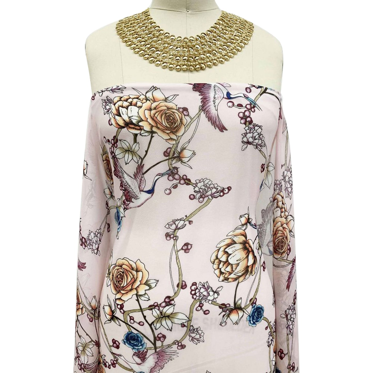 P-420-501-BABY-PINK-PEACH - PRINTED 100% POLYESTER HI MULTI CHIFFON WASH