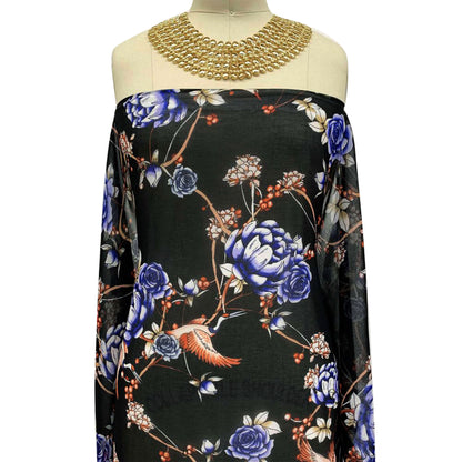 P-420-501-BLACK-SAPPHIRE - PRINTED 100% POLYESTER HI MULTI CHIFFON WASH