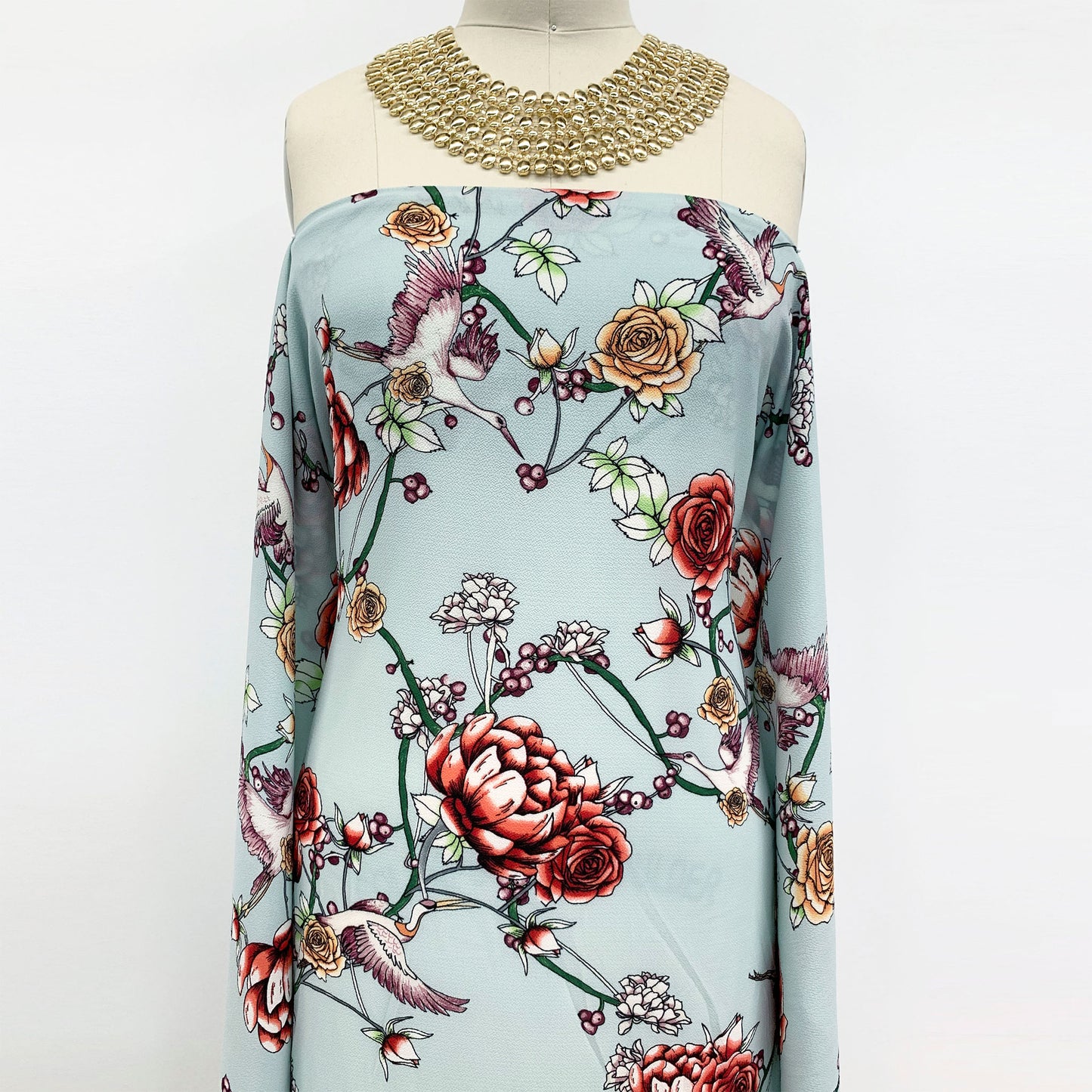 P-420-586-PALOMA-CORAL - PRINTED CREPE CHIFFON 97% POLY 3% SPANDEX