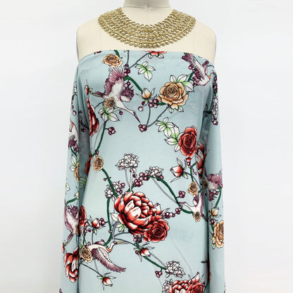 P-420-586-PALOMA-CORAL - PRINTED CREPE CHIFFON 97% POLY 3% SPANDEX
