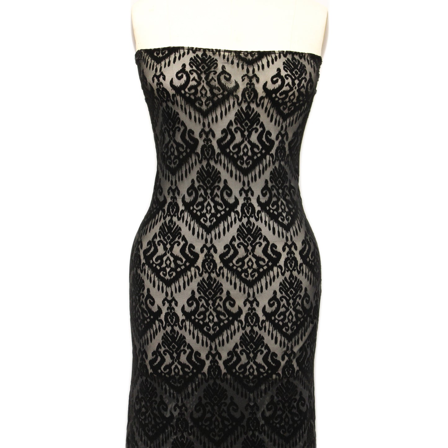 P-4204-453-BLACK - PRINTED POLY POWER MESH FLOCKING 92% POLY 8% SPANDEX