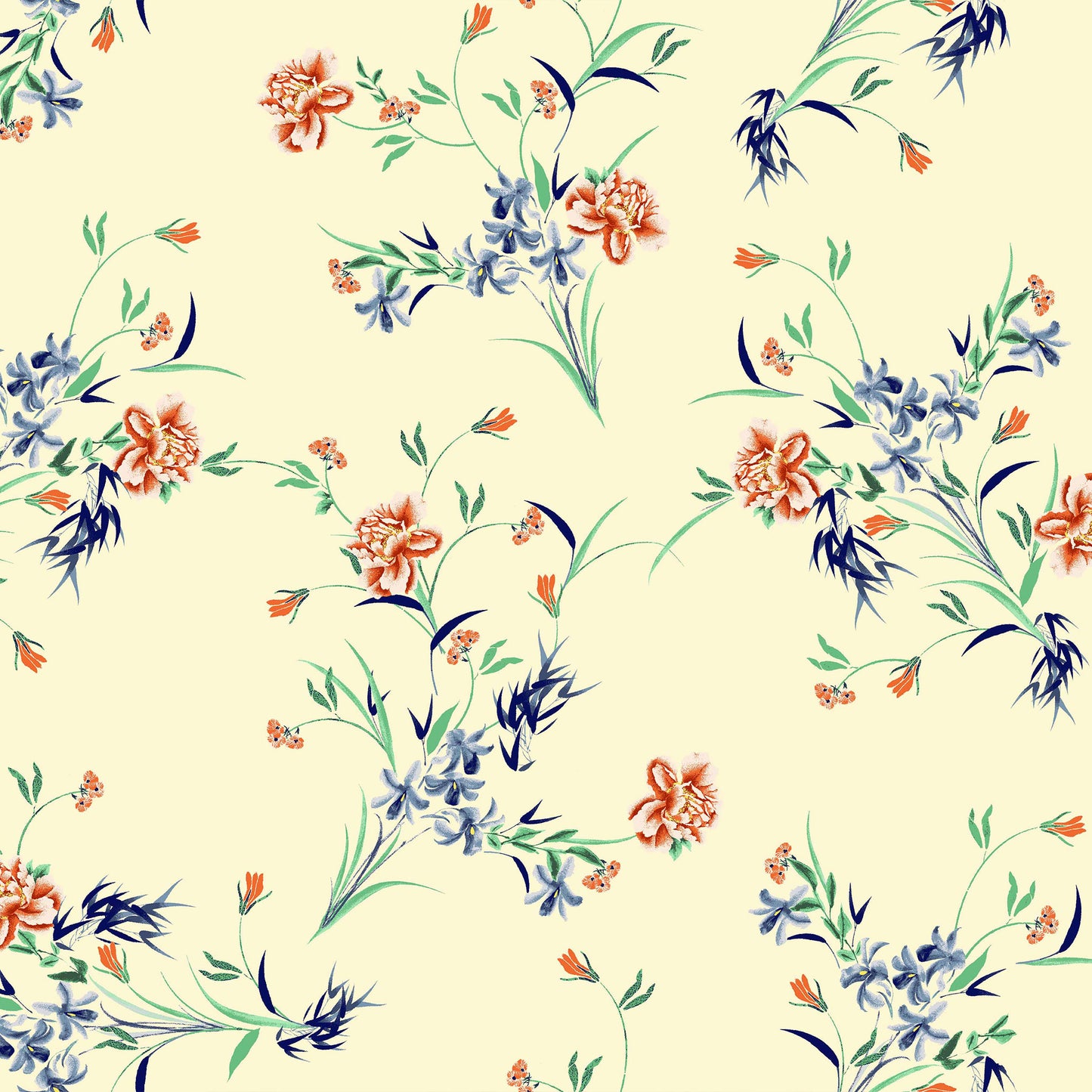 P-421-501-BANANA-ORANGE - PRINTED 100% POLYESTER HI MULTI CHIFFON WASH