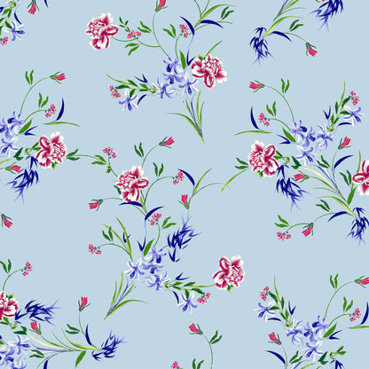 P-421-501-SKY-BLUE-ROSE - PRINTED 100% POLYESTER HI MULTI CHIFFON WASH