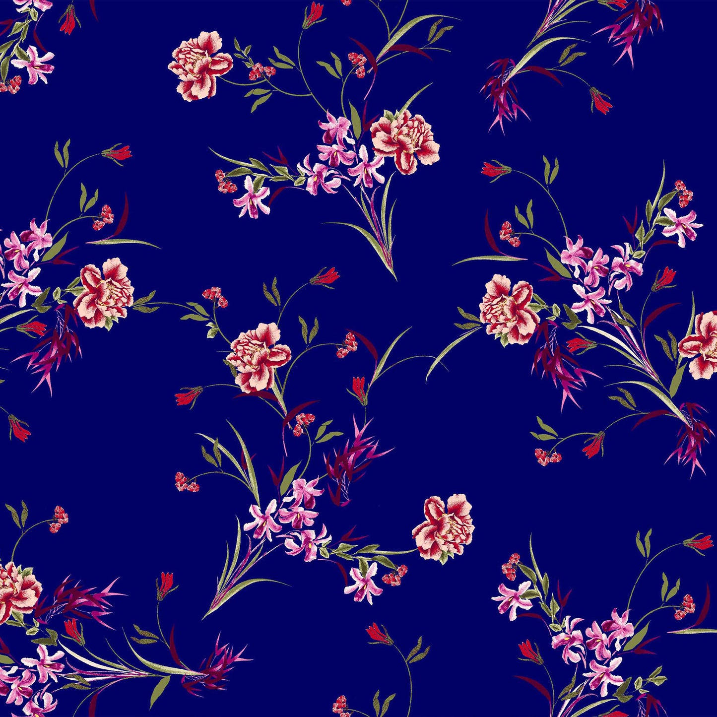 P-421-586-NAVY-RED - PRINTED CREPE CHIFFON 97% POLY 3% SPANDEX