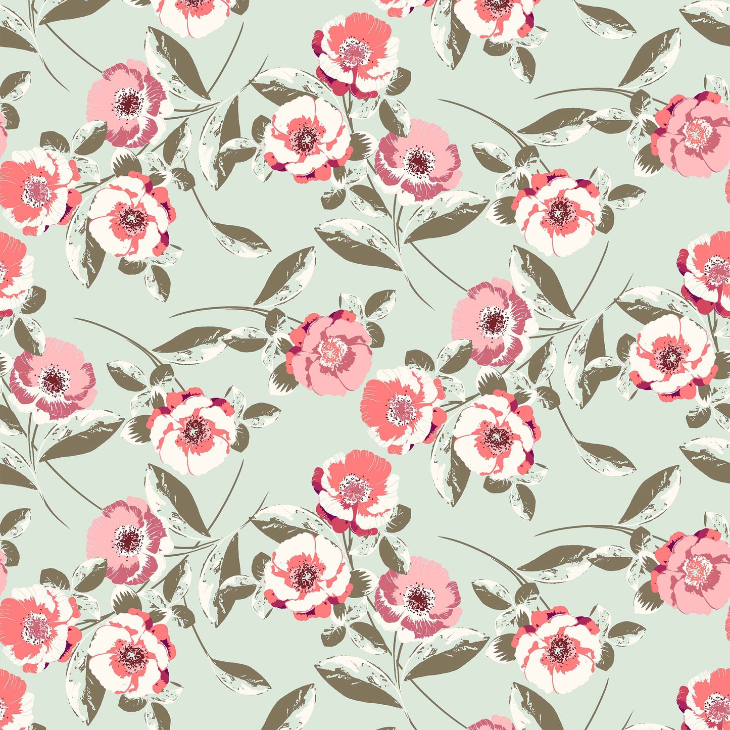 P-426-636-DUSTY-MINT-CORAL-PRINTED-CREPON-100%-RAYON-CREPON