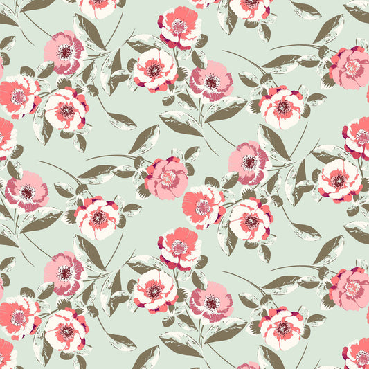 P-426-636-DUSTY-MINT-CORAL-PRINTED-CREPON-100%-RAYON-CREPON