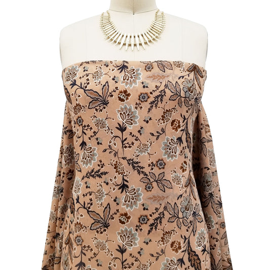 P-43-502-CAMEL-SAGE - PRINTED 100% POLY CHELSEA CHIFFON