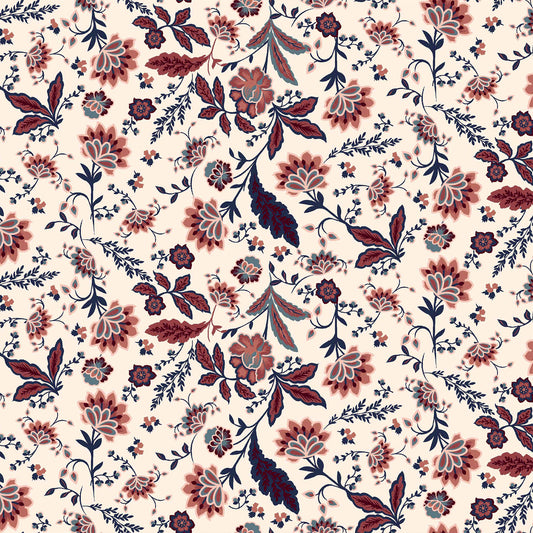 P-43-502-CREAM-PEACH - PRINTED 100% POLY CHELSEA CHIFFON