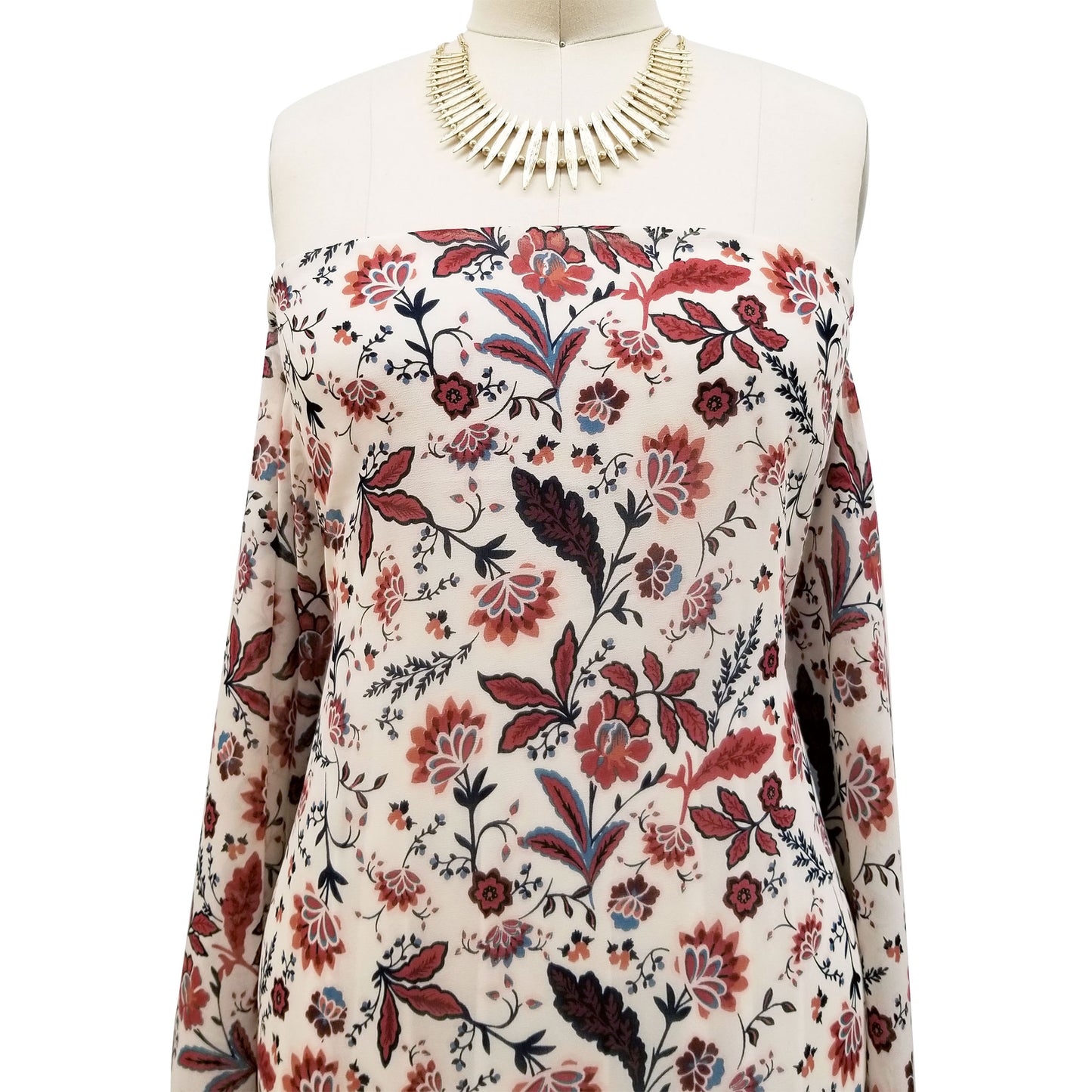 P-43-502-CREAM-PEACH - PRINTED 100% POLY CHELSEA CHIFFON