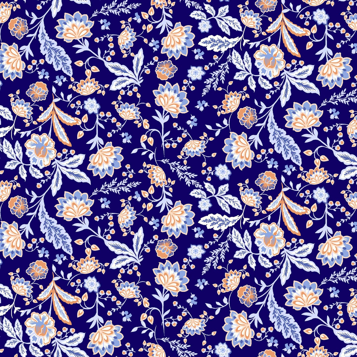 P-43-502-NAVY-PEACH - PRINTED 100% POLY CHELSEA CHIFFON