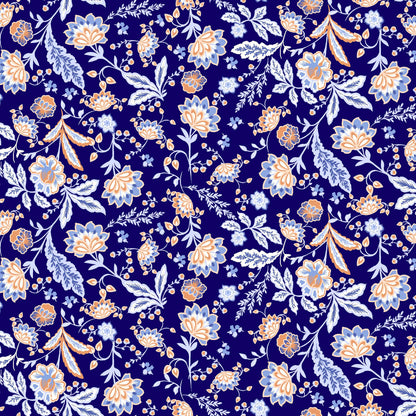 P-43-502-NAVY-PEACH - PRINTED 100% POLY CHELSEA CHIFFON