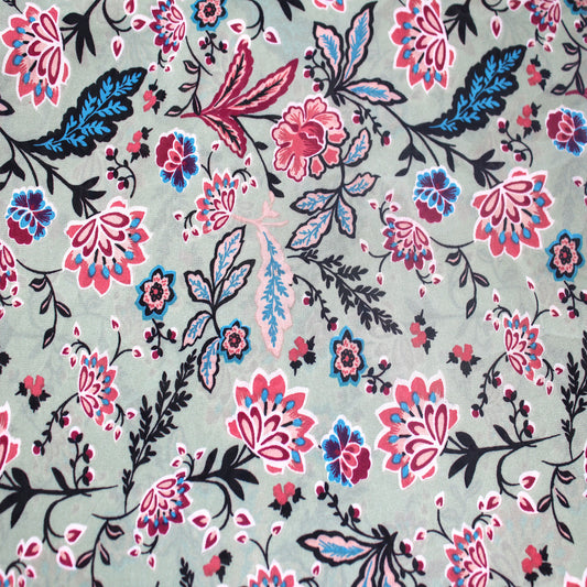 P-43-502-SAGE-BRICK - PRINTED 100% POLY CHELSEA CHIFFON