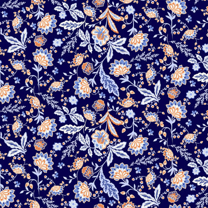 P-43-HVY-RSJ-NAVY-PEACH - PRINT RSJ 95% RAYON 5% SPANDEX JERSEY