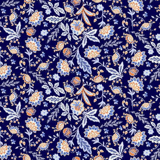 P-43-HVY-RSJ-NAVY-PEACH - PRINT RSJ 95% RAYON 5% SPANDEX JERSEY