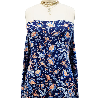 P-43-HVY-RSJ-NAVY-PEACH - PRINT RSJ 95% RAYON 5% SPANDEX JERSEY