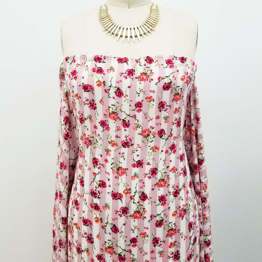 P-434-586-DUSTY-PINK-FUCHSIA - PRINTED CREPE CHIFFON 97% POLY 3% SPANDEX