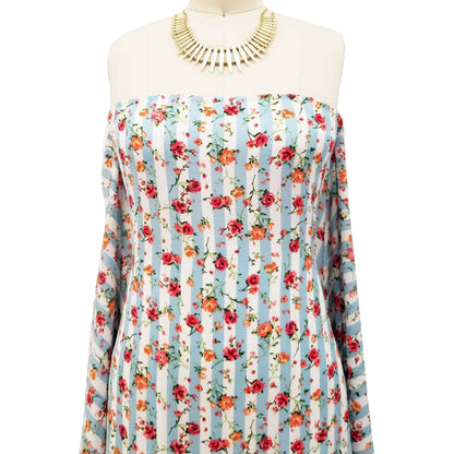 P-434-586-SKY-CORAL - PRINTED CREPE CHIFFON 97% POLY 3% SPANDEX