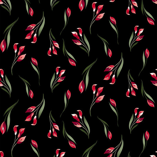 P-454-501-BLACK-RED - PRINTED 100% POLYESTER HI MULTI CHIFFON WASH