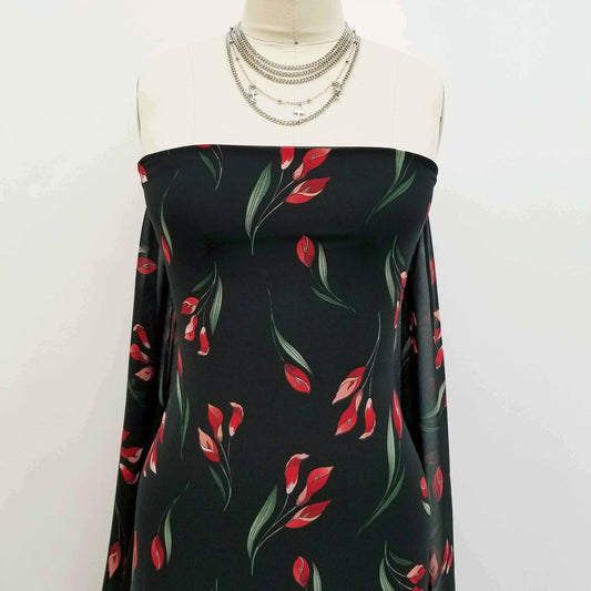 P-454-501-BLACK-RED - PRINTED 100% POLYESTER HI MULTI CHIFFON WASH