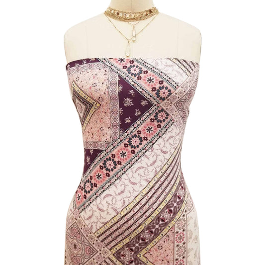 P-474-698-PLUM-MAUVE - PRINTED RAYON CHALLIS 100% RAYON CHALLIS